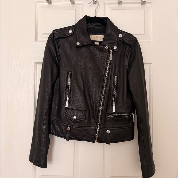 Michael Kors Black Leather Moto Jacket - Picture 1 of 1